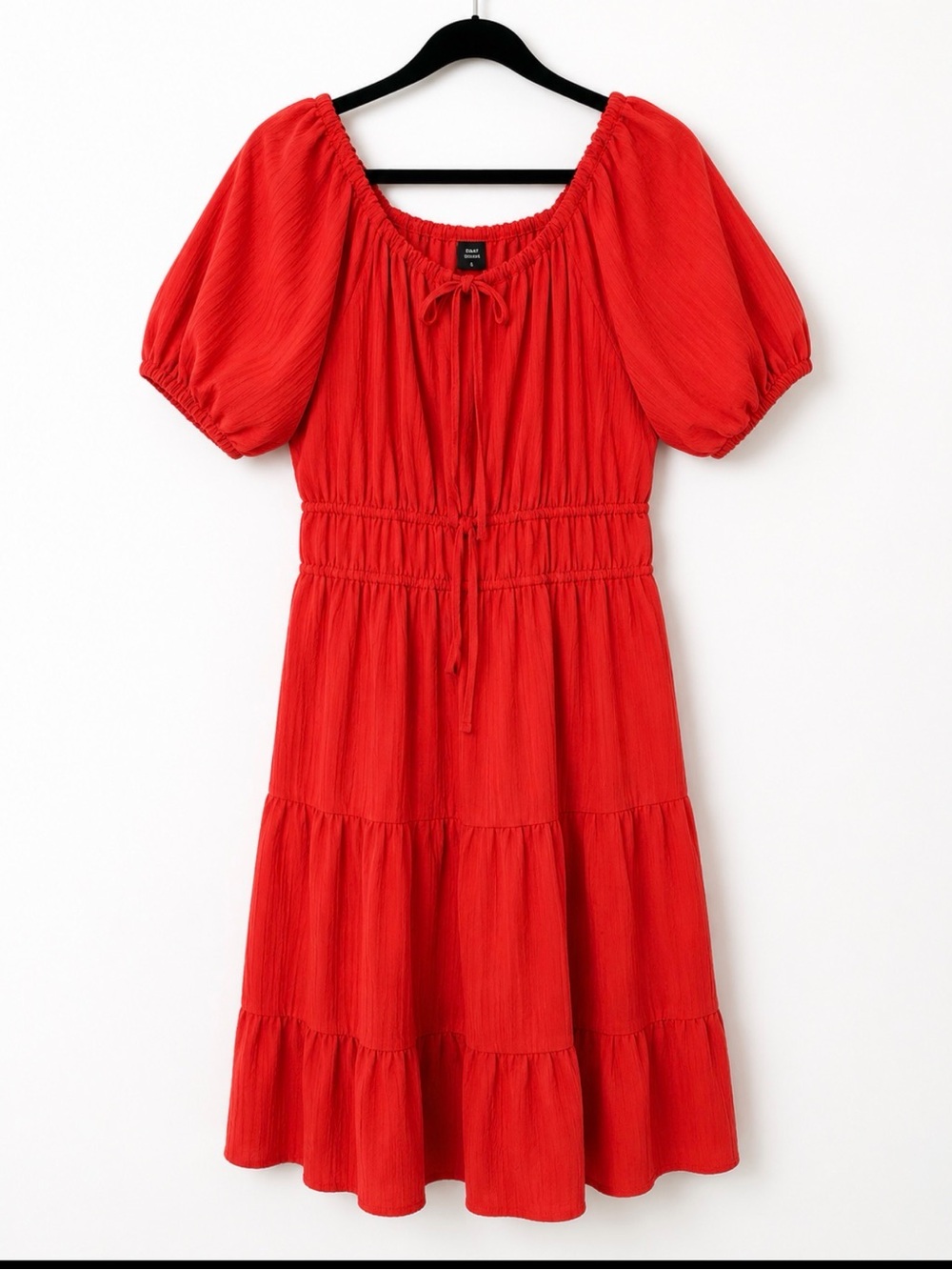 SHEIN Red Puff-Sleeve Midi Dress 2XL cottagecore curves dress feminine
